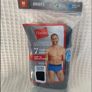 Hanes Mens Tagless Briefs Package Of 6 (3 solid black & 3 heather gray) …